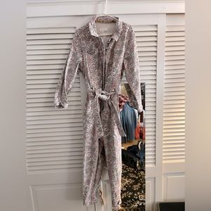 Anthropologie 1X Calico Printer Denim Jumpsuit